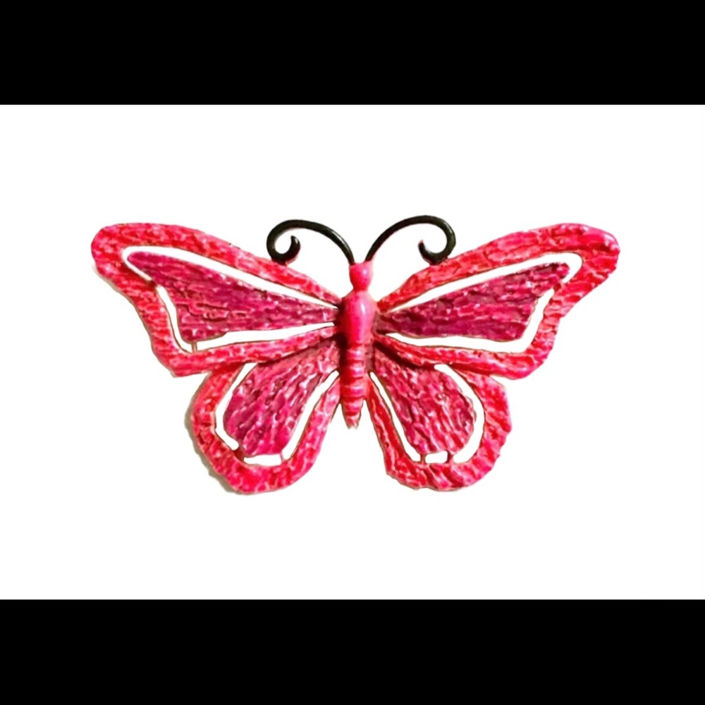 Vintage hot pink butterfly brooch JJ